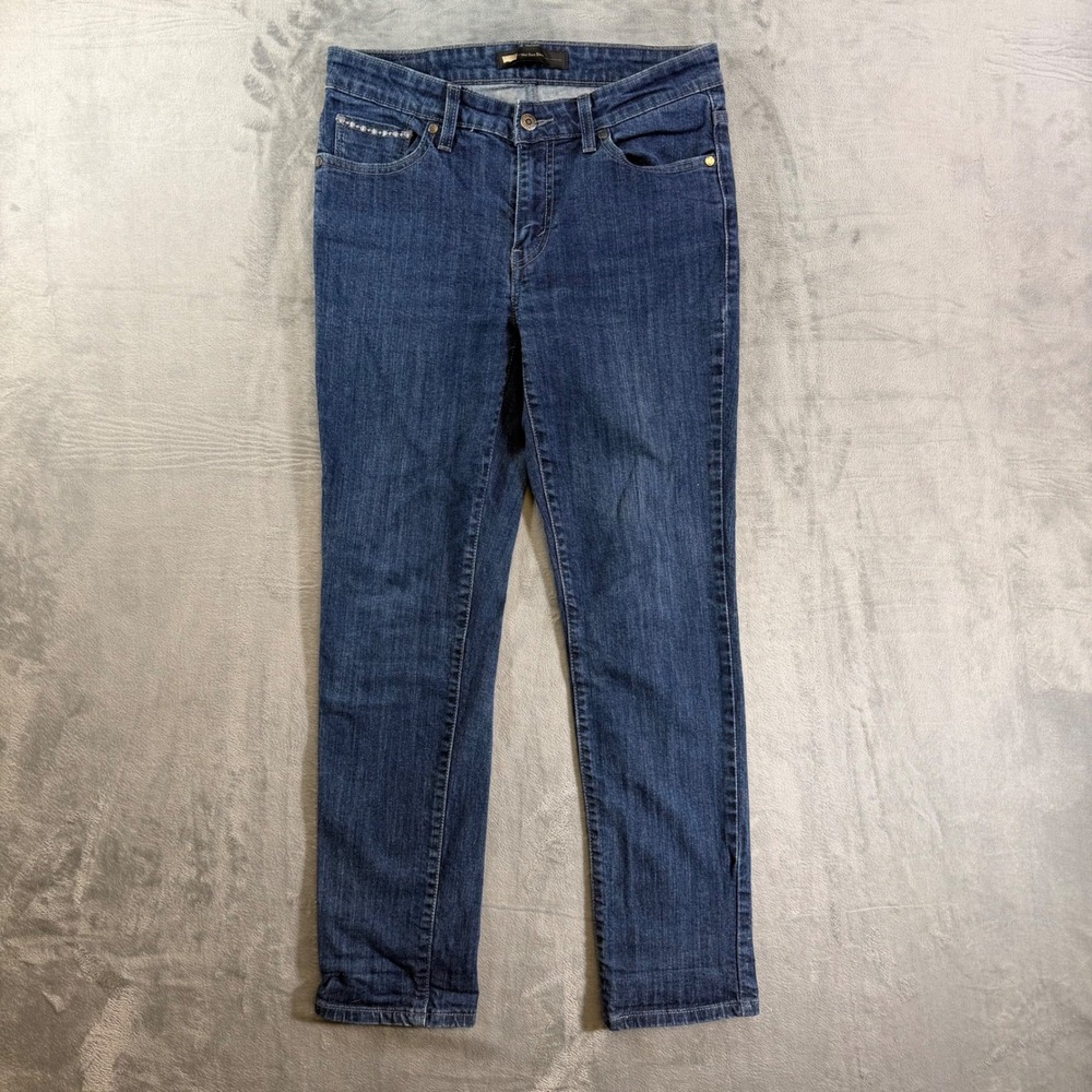 Levi's‎ Mid Rise Skinny Jeans Women's Size 10S - 30x30 Blue Rhinestone Accents